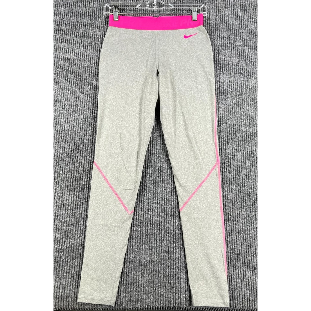 Nike Pro Leggings Womens Size Small Pink Gray Workout Performance Active